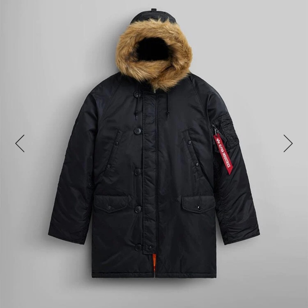 Alpha Industries Slim N-3B Parka, Size Large, Color Black